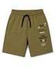 Smarty Boys Interlock Knit Knee Length Text Printed Shorts - Olive Green