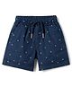 Smarty Boys Cotton Knit Knee Length Printed Shorts - Navy Blue