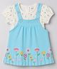 Tango Cotton Interlock Knit Half Sleeves Frocks with Inner Tee Floral Print - Sky