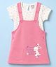 Tango Interlock Knit Half Sleeves Hearts & Bunny Printed Frock With Inner Tee - Pink