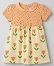 Tango Cotton Knit One Piece Dresses/Frocks Half Sleeves Peter Pan Collar Floral Print Orange 2-3 Years