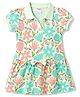 Tango Single Jersey Knit Half Sleeves One Piece Frock With Floral Print - Green