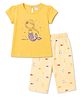 Tango Single Jersey Knit Half Sleeves Mermaid & Sea Life Printed T-Shirt & Capri Set - Golden