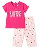 Tango Single Jersey Knit Half Sleeves Floral Printed T-Shirt & Capri Set - Pink