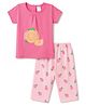 Tango Single Jersey Knit Half Sleeves Tropical Theme Printed T-Shirt & Capri Set - Pink