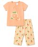 Tango Single Jersey Knit Half Sleeves Tropical Theme Printed T-Shirt & Capri Set - Orange