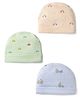I Bears Interlock Knit Striped & Printed Baby Caps Pack of 3 Multicolor - Diameter 16 cm