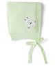 Child World Single Jersey Knit Bunny Embroidered Cap With Knot Light Green - Diameter 13.5 cm