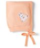 Child World Single Jersey Knit Bunny Embroidered Cap With Knot Peach - Diameter 13.5 cm
