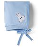 Child World Single Jersey Knit Bunny Embroidered Cap With Knot Light Blue - Diameter 13.5 cm