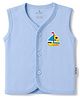 Child World Sinker Knit Sleeveless Jhabla with Boat Print - Blue