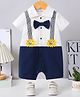 Mark & Mia Cotton Half Sleeves Romper With Lion Applique - White