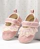 Cute Walk by Babyhug Velcro Closure Embroidered & Sequinned Booties With Lace Detailing - Pink