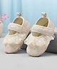 Cute Walk by Babyhug Velcro Closure Embroidered & Sequinned Booties With Lace Detailing - Beige