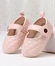 Cute Walk by Babyhug Velcro Closure Embroidered Booties With Floral Applique - Pink