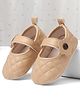 Cute Walk by Babyhug Velcro Closure Embroidered Booties With Floral Applique - Brown