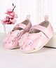 Cute Walk by Babyhug Velcro Closure Butterfly Applique Sequinned Booties With Glitter - Pink