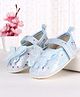 Cute Walk by Babyhug Velcro Closure Butterfly Applique Sequinned Booties With Glitter - Light Blue