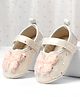 Cute Walk by Babyhug Velcro Closure Butterfly Sequinned Booties With Glitter - Beige