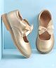 Babyoye Slip On Ballerina with Bow Applique - Golden