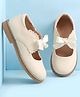 Babyoye Slip On Ballerina with Bow Applique - Off White