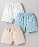 Zero Sinker Knit Above Knee Length Printed Shorts Pack of 3 - Multicolor