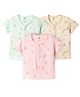 Zero Sinker Knit Half Sleeves Printed Jhablas Pack of 3 - Pink Beige & Green