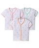 Zero Sinker Knit Half Sleeves Printed Jhablas Pack of 3 - Green Pink & Peach