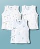 Zero Sinker Knit Sleeveless Jhablas With Rabbit & Elephant Print Pack of 3 - White