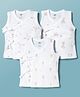 Zero Sinker Knit Sleeveless Jhablas With Ice Cream Rabbit & Teddy Print Pack of 3 - Multicolor