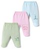 Zero Sinker Knit Animal Printed Bootie Leggings Pack of 3 - Pink Light Green & Light Blue