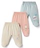 Zero Sinker Knit Animal Printed Bootie Leggings Pack of 3 - Light Blue Peach & Beige