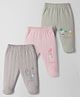 Zero Sinker Knit Animal Printed Bootie Leggings Pack Of 3 - Silver Baby Pink & Olive Green