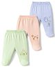 Zero Sinker Knit Animal Printed Bootie Leggings Pack Of 3 - Light Blue Green & Peach