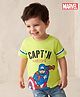 Babyhug Marvel Cotton Single Jersey Knit Half Sleeves T-Shirt with Captain America Graphic- Light Green