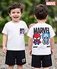 Bonfino Marvel 100% Cotton Knit Half Sleeves T-Shirt & Shorts Set With Spider Man Graphics - Multicolor