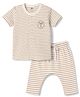 Zero Knitted Half Sleeves T-Shirt & Pyjama Striped Co-Ord Night Suit - Grey