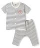 Zero Knitted Half Sleeves T-Shirt & Pyjama Striped Co-Ord Night Suit - Blue
