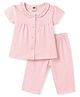 Zero Knitted Half Sleeves Top & Pyjama Printed Co-Ord Night Suit - Pink
