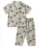 Zero Knitted Half Sleeves Shirt & Pyjama Co-Ord Night Suit With Teddy Print - Grey