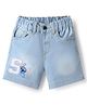 Bonfino Disney Denim Knee Length Washed Shorts With Stitch Patch - Multicolor
