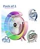 ADKD Portable USB Rechargeable Fan with LED Ring Light, Multi-Color Night Lamp, 5 Light Modes, Silent Air Cooling Fan for Kids, Home, Office & Travel(Pack of 1,Random Color)
