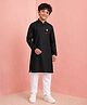 JBN Creation Cotton Woven Hanuman Jayanti Theme Full Sleeves Hanuman Text Printed Kurta & Pyjama Set - Black