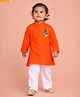 JBN Creation Cotton Woven Hanuman Jayanti Theme Full Sleeves Hanuman & Ram  Printed Kurta & Pyjama Set - Orange