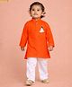 JBN Creation Cotton Woven Hanuman Jayanti Theme Full Sleeves Hanuman Printed Kurta & Pyjama Set - Orange