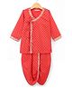 Exclusive From Jaipur Cotton Woven Full Sleeves Leaf Foil Print & Lace Detailing Dhoti Kurta Set - Red