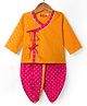 Exclusive From Jaipur Cotton Woven Full Sleeves Leaf Foil Print Dhoti Kurta Set - Yellow