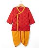 Exclusive From Jaipur Cotton Woven Full Sleeves Leaves Foil Printed Kurta & Dhoti Set - Red & Yellow