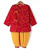 Exclusive from Jaipur Cotton Woven Full Sleeves Kurta Dhoti Set with Bandhani Print - Red