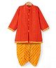 Exclusive From Jaipur Cotton Woven Full Sleeves Kurta Dhoti Set With Sequin Detailing - Orange